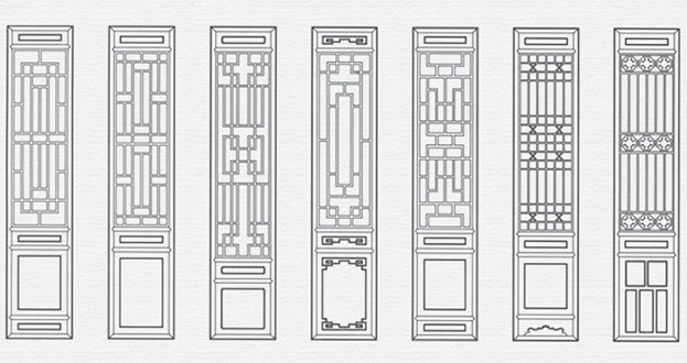 宝清常用中式仿古花窗图案隔断设计图